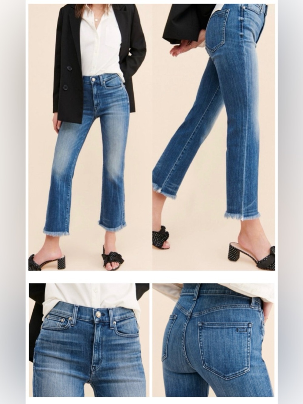 AYR The Bomb Pop Mid Rise Raw Hem Ankle Jeans in Medium Blue Size 28 EUC